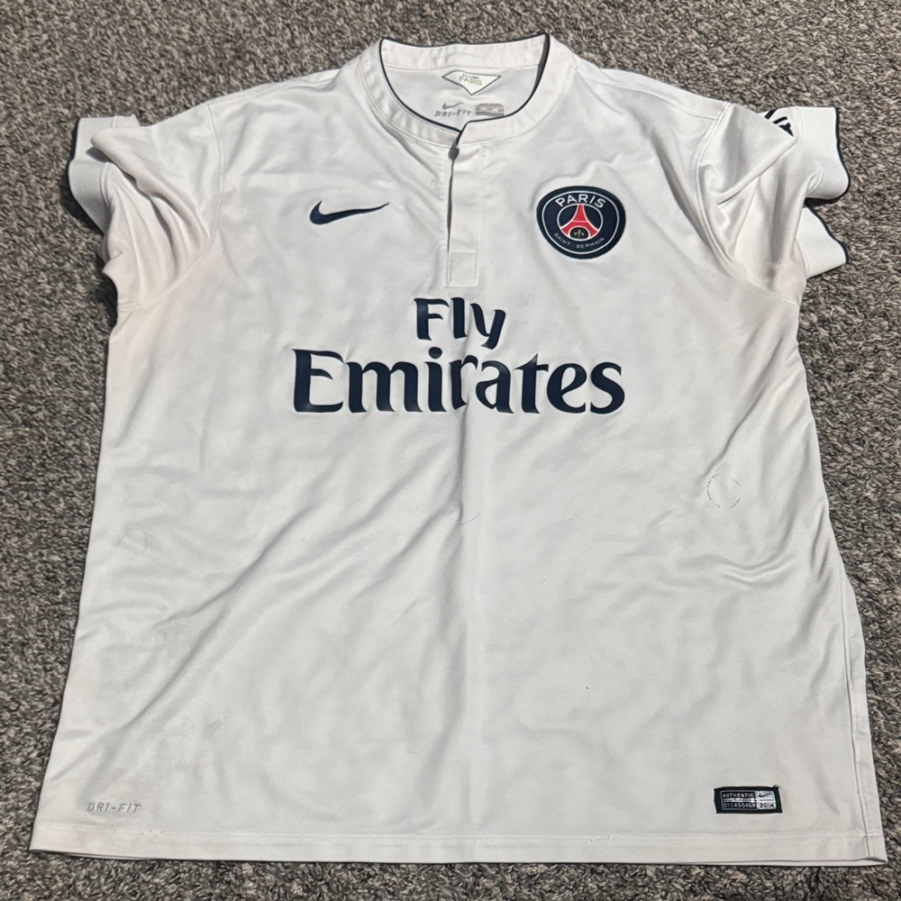Nike Paris Saint-Germain White and Navy Soccer Jersey